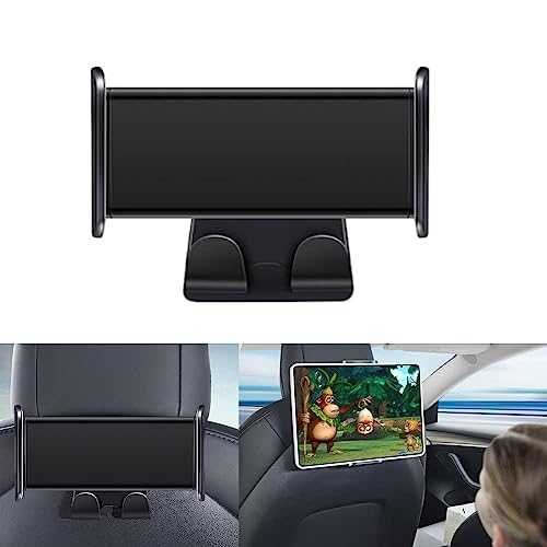 8eeObf Auto-Rücksitz-Handyhalterung mit Aufhängehaken für Tesla Model 3 Model Y, 360° drehbare Auto-Kopfstützen-Tablet-Halterung