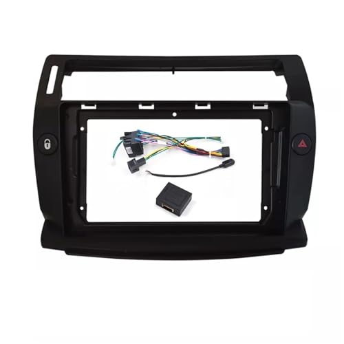 Radio Kit 9-Zoll-2-Din-Autoradio-Rahmen, kompatibel mit Citroen C4 C-Triomphe C-Quatre 2004–2014, Blende, Auto-DVD-/GPS-Player-Montagesatz, Autozubehör (Color : Black canbus)