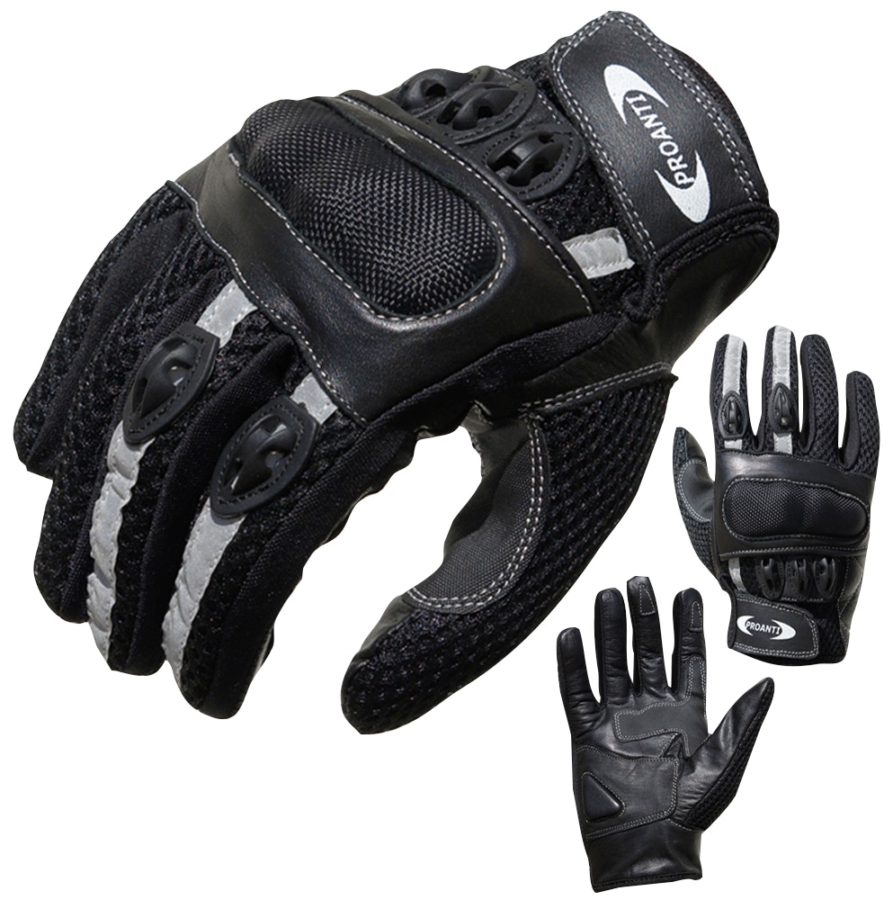 Motorradhandschuhe PROANTI® Motorrad Handschuhe Sommer (Gr. XS - XXL, schwarz, kurz) - XS