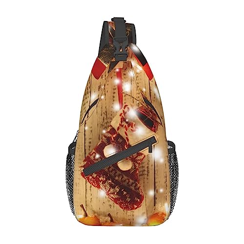 Merry Christmas Print Sling Backpack, leichte faltbare Crossbody-Tasche | wasserabweisender Schulterrucksack für den täglichen Gebrauch, Schwarz , Einheitsgröße