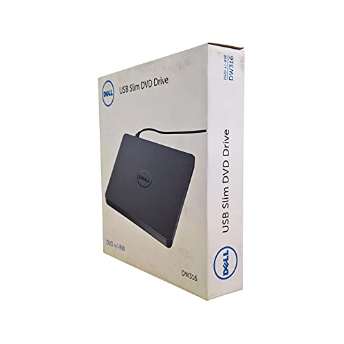 Dell Slim DW316, externes/mobieles USB DVD+/- RW DVD-RAM-Laufwerk (Plug-and-Play-Lösung zum Brennen und Abspielen von DVDs/CDs, Zu Hause oder unterwegs, flache, leichte, USB 2.0) Anthrazit