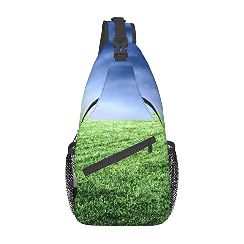 Schulter-Rucksack mit Fußballfeld-Aufdruck, leicht, faltbar, wasserabweisend, für den täglichen Gebrauch, Schwarz , Einheitsgröße