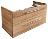 FACKELMANN Milano Waschbeckenunterschrank mit Schubladen – Unterschrank für Waschtisch im Bad (100 cm x 49,5 cm x 48 cm) – Badschrank hängend in Holz braun