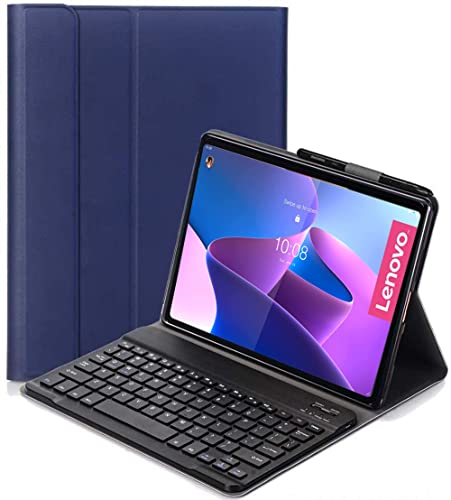 YHFZR Tastatur Hülle for Lenovo Tab P12 Pro - (QWERTY Layout), Ultradünn Flip Entfernbar Drahtloser Keyboardständer Ledertasche für Lenovo Tab P12 Pro 12,6 Zoll Tablet, Blau