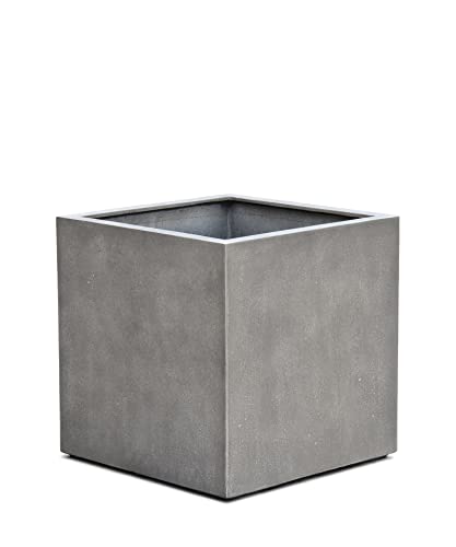 VAPLANTO® Pflanzkübel Cube Natural Concrete 30x30x30 cm * Premium Qualität * Ultraleicht * 10 Jahre Garantie *