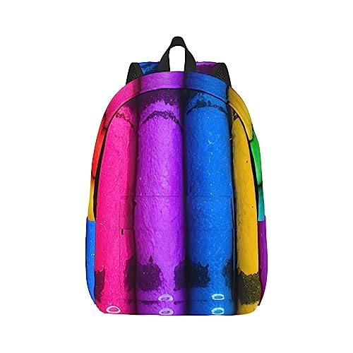 Farbige Buntstifte Canvas Große Kapazität Seesack mit verstellbaren Schultergurten für Schule Outdoor Sport, Schwarz , M