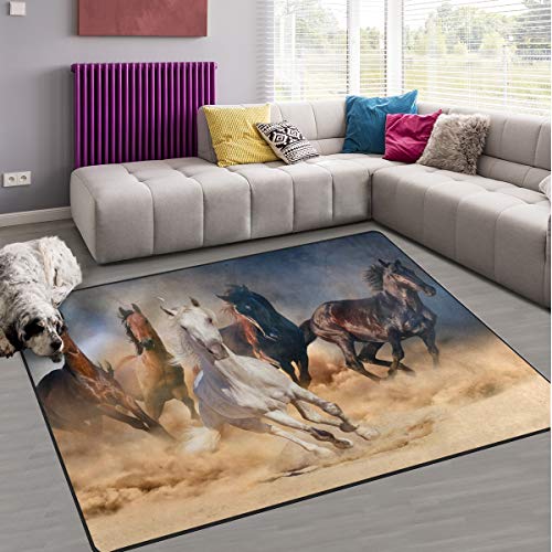 Naanle Rutschfester Teppich für Wohnzimmer, Esszimmer, Schlafzimmer, Küche, 50 x 80 cm, afrikanisches Pferd