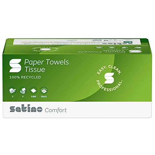Satino by WEPA comfort Handtuchpapier Format Tissue 277210 - PT3 kompatibel - 2-lagig - grün - 20x160 Blatt - V-Falz - 25x23cm - EU Ecolabel zertifiziert - 100% Recycling - 3.200 Blatt