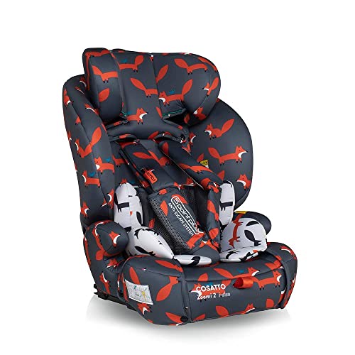 Cosatto Zoomi 2 i-Size Kindersitz – Ab 76cm bis zu 150cm (circa 15 Monate bis 12 Jahre), ISOFIT, anpassbare Kopfstütze, Seitenaufprallschutz, einfach Installierbar, R129 getested (Charcoal Mister Fox)