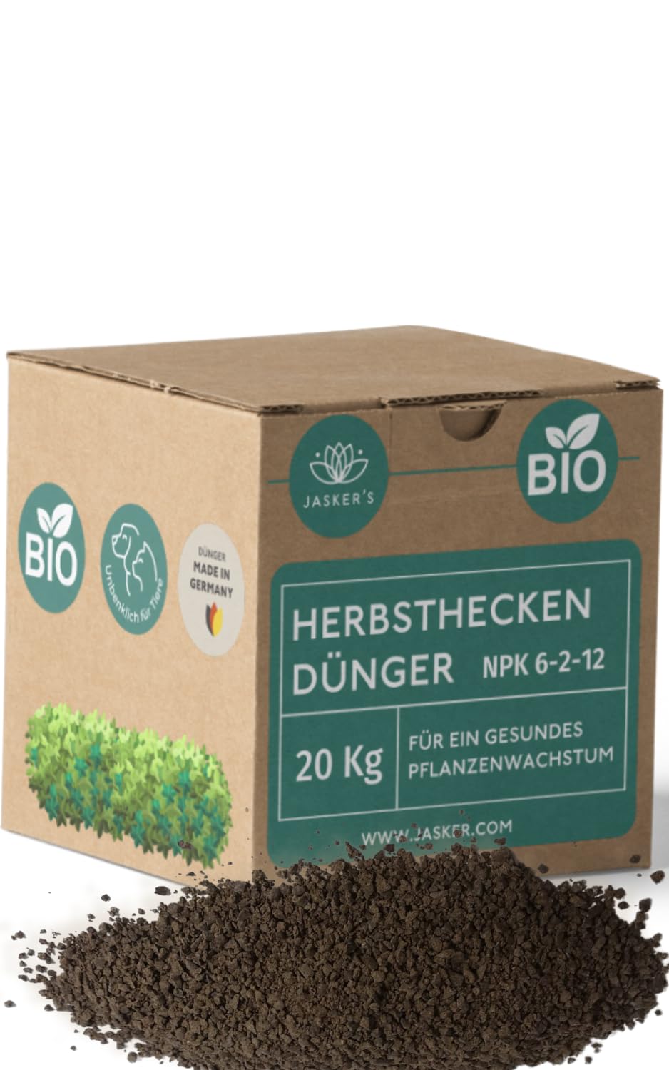 Bio Heckendünger 20 Kg - 100% Tierfreundlicher Pflanzendünger - Ideal als Dünger für Buchsbaum, Nadelbäume, Thuja Hecken - Viel Kalium & Magnesium für frischgrüne Blätter