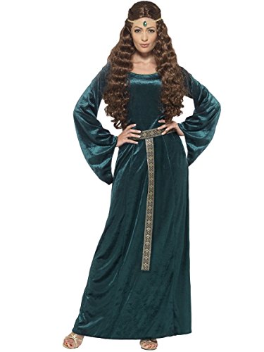 Smiffys 45497X1 - Damen Mittelalterliche Magd Kostüm, Kleid und Haarband, Größe: XL, grün