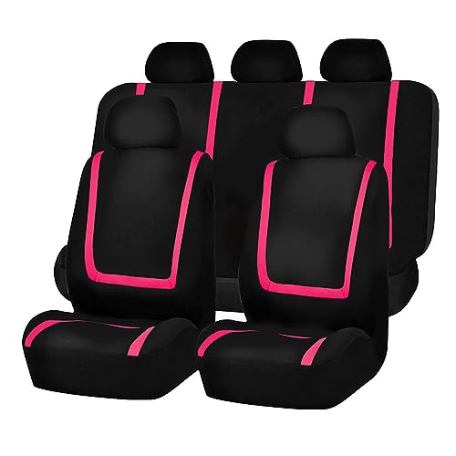 OLSIZ Autositzbezüge Set für Alfa Romeo Giulietta 2011-2021,Wasserdicht Vordersitze Rücksitzschoner Auto Innenraum Zubehör,E-Black pink