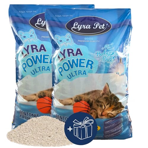 Lyra Pet® 30 Liter Lyra Power Ultra Excellent Katzenstreu Cat Babypuderduft + Geschenk