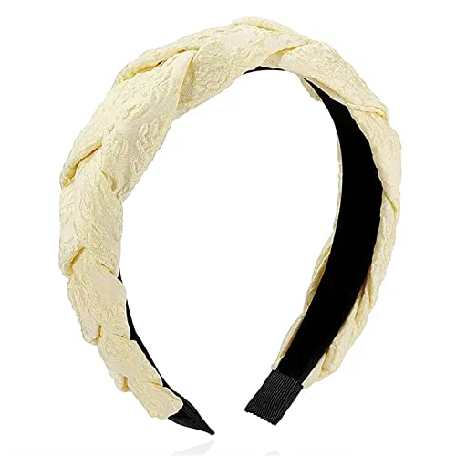 Stirnbänder für Frauen Bedrucktes Twist-Haarband Party Hochzeit Kopfschmuck Haarreifen (Farbe: Gelb, Größe: 15 x 4,5 cm)