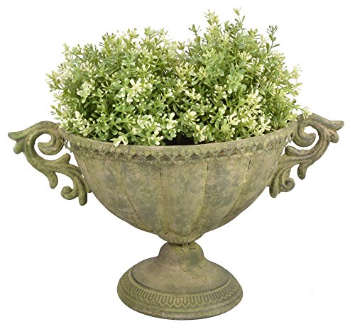Esschert Design Aged Metal Grün Vase oval S aus veraltetem Metall, 40,0 x 23,4 x 24,0 cm