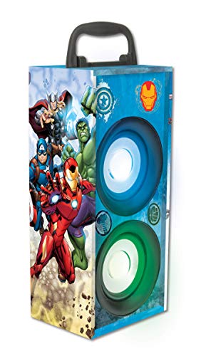 Lexibook BTP155AVZ Vengadores Avengers Tragbare Karaoke mit Mikrofon, 4W RMS, LED-Licht, Aux-In-Buchse, Akku, rot/schwarz, Blau, S