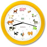 KOOKOO KidsWorld gelb, Bauernhofuhr mit 12 echten Tierstimmen, Quarzwerk
