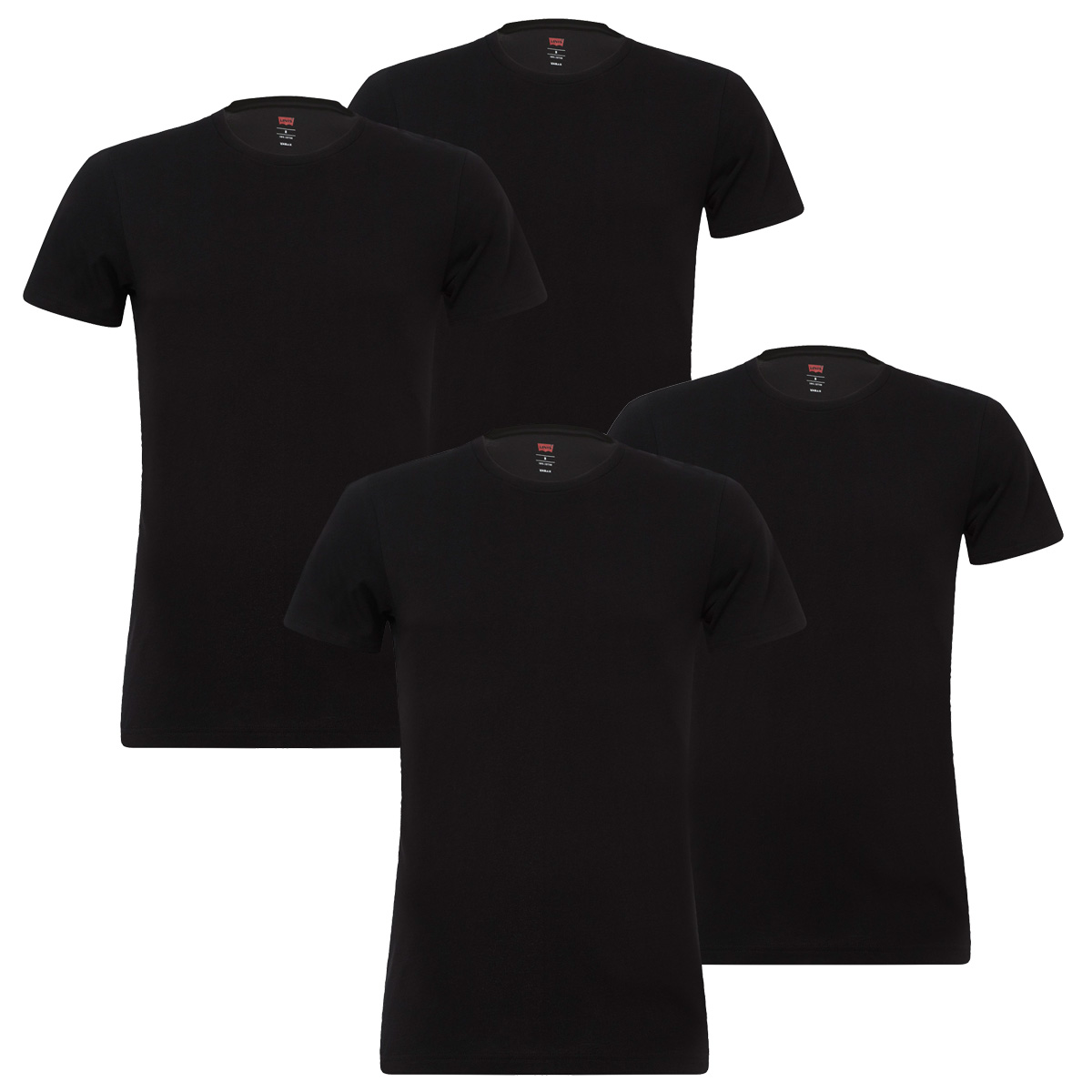 4 er Pack Levis 200SF Crew T-Shirt Men Herren Unterhemd Rundhals, Bekleidungsgröße:XL, Farbe:884 - Jet Black