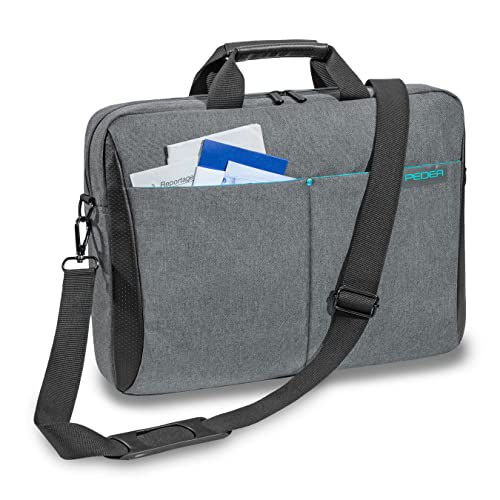 PEDEA "Lifestyle" Notebooktasche für 15,6 Zoll (39,6cm) mit Zubehörfach/Schultergurt mit schnurloser Maus, grau