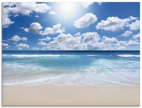 Artland Qualitätsbilder | Glasbilder Deko Glas Bilder 80 x 60 cm mehrteilig Horizont Meer Strand G3ER Landschaft Sonne Wolken Himmel