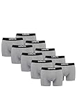 Levi's Solid Herren Boxershorts Unterwäsche aus Bio-Baumwolle im 6er Pack, Farbe:Middle Grey Melange, Bekleidungsgröße:L