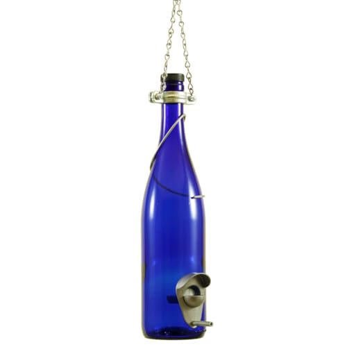 meiyan 1 Stück Weinflaschen-Vogelhäuschen, Hinterhof-Dekoration für Draußen, Dekoration, Hängende Vogelhäuschen Blau
