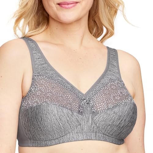 Glamorise Damen Schalen Vollschalen BH Full Figure Magiclift Comfort Bra With Posture Back #1064, Grau (Grau Meliert 021), 110B