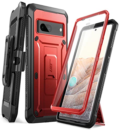 SUPCASE Outdoor Hülle für Google Pixel 7, 360 Grad Handyhülle Bumper Case Robust Schutzhülle Cover [Unicorn Beetle Pro] mit Displayschutz und Gürtelclip 2022 Ausgabe (Rot)