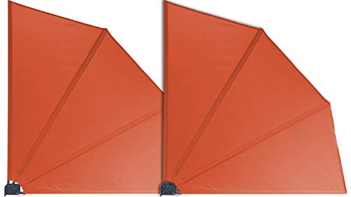 GRASEKAMP Qualität seit 1972 2 Stück Balkonfächer Orange Premium 140 x 140 cm mit Wandhalterung Trennwand Sichtschutz