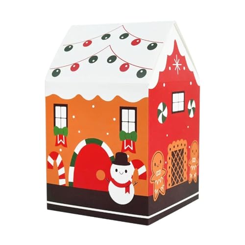 Weihnachten Haus Form Candy Box Cartoon Geschenk Verpackung Box Navidad 2024 Neujahr Party Geschenke (Color : C2, Size : 8.5 * 8.5 * 9.5cm)
