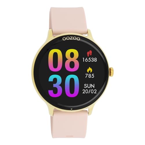 Oozoo - Vielseitige Smartwatch Damen mit 20mm Silikonarmband | Fitnesstracker mit Pulsmesser, Schrittzähler & Schlafmonitoring | Smartwatch rund IOS & Android kompatibel | 33mm Touchscreen | IP67