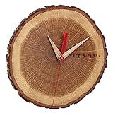 TFA Dostmann Tree-O-Clock Wanduhr aus Eichenholz, 60.3046.08, hochwertiges Uhrwerk, handgemacht in der EU, Unikat, geölt, Eiche, Braun, L242 x B42 x H234 mm