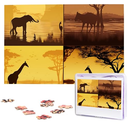 Afrikanische Graslandtiere Puzzles 1000 Teile personalisierte Puzzles Fotos Puzzle für Familie Bild Puzzle für Erwachsene Hochzeit Geburtstag (74,9 x 50 cm)