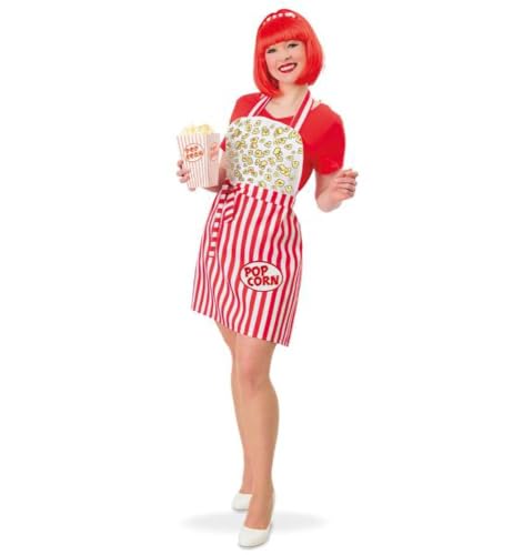 Schürze Popcorn rot weiß gestreift | Kostüm Verkleidung Popcorn-Verkäuferin 50er Jahre | Karneval Fasching Motto
