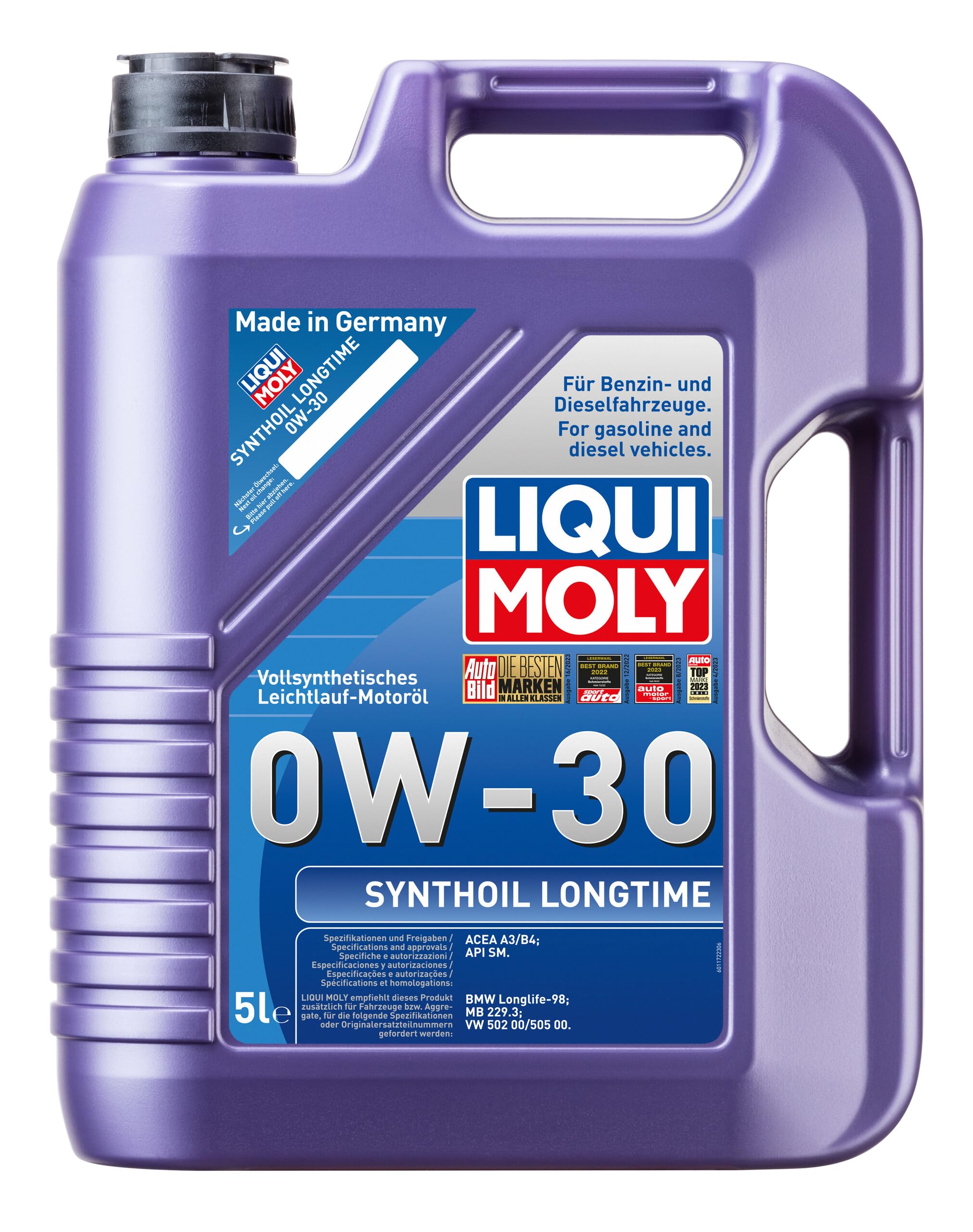 LIQUI MOLY Synthoil Longtime 0W-30 | 5 L | vollsynthetisches Motoröl | Art.-Nr.: 1172