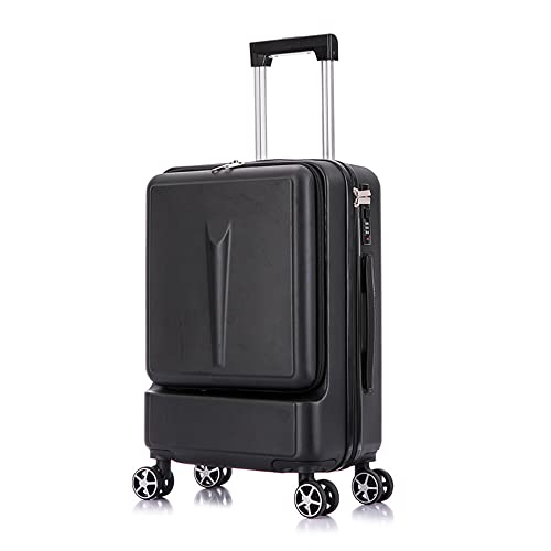 50,8 cm (20 Zoll) Modischer Koffer mit Laptop-Fronttasche, leichtes Hardside-Reisegepäck mit Rädern, TSA-Schloss, 8 Spinner-Räder, Gepäck, einfaches Reisen, rollendes Gepäck, Schwarz , Modisch und modern