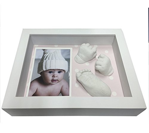 3D Baby Abformset und Bilderrahmen für Foto,alle materialien enthalten,Rose mit Polka-Punkten