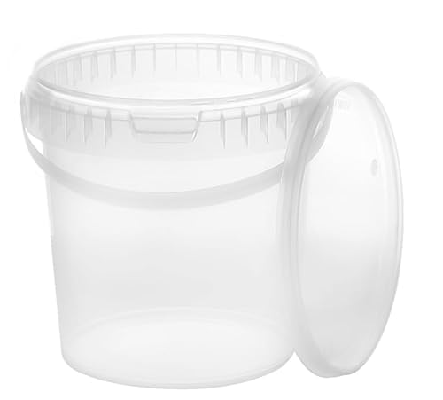 BenBow Eimer mit Deckel 1l transparent - lebensmittelecht, stabil, luftdicht - Plastikeimer mit Henkel - leer, 20x 1 Liter