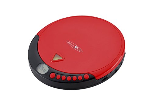 Reflexion PCD510MF Tragbarer CD/MP3-Player mit UKW-Radio (Hörbuchfunktion, Ohrhörer, Netz Batteriebetrieb) rot