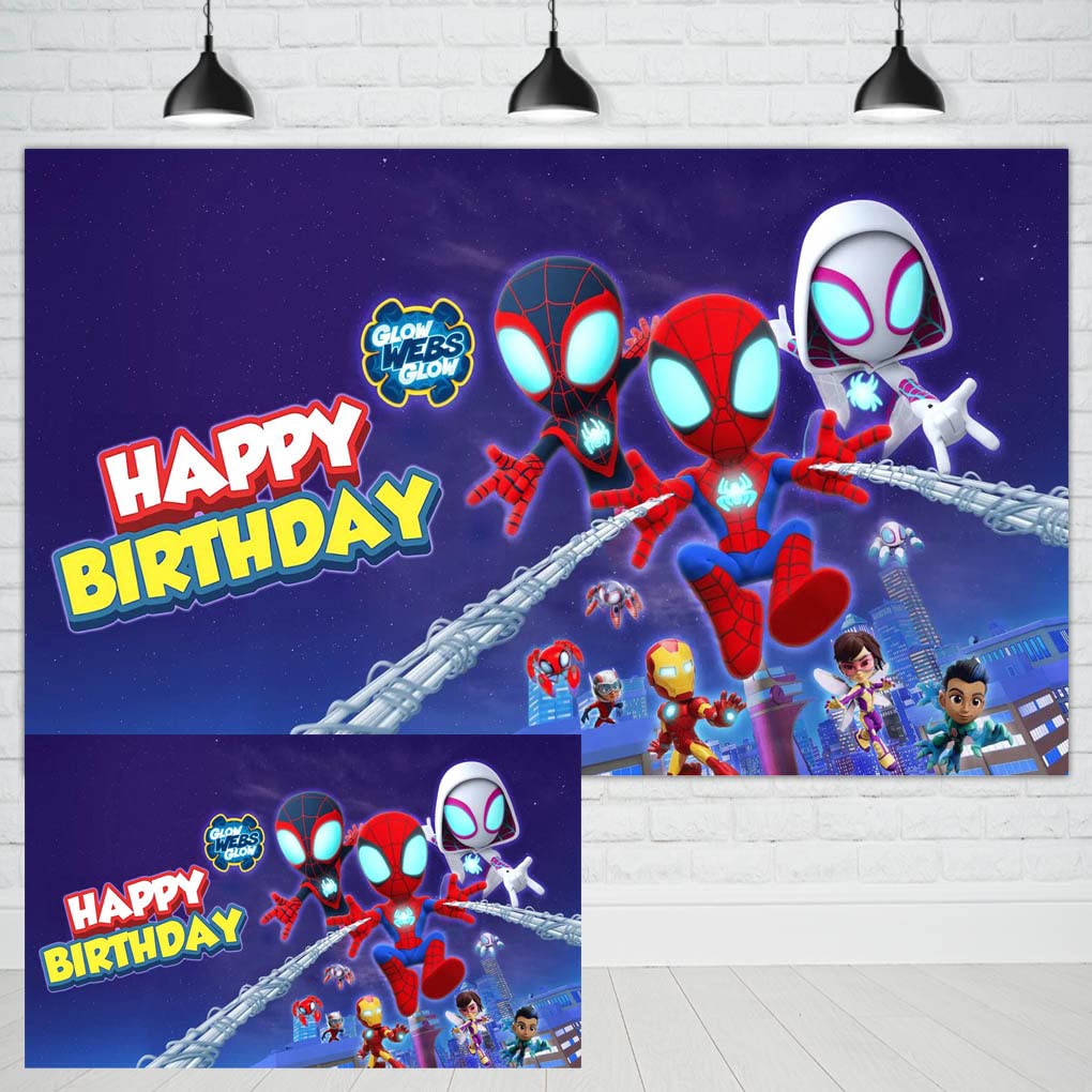 Spidey and His Amazing Friends Geburtstag Hintergrund für Geburtstag Party Supplies Dekoration Spiderman Superheld Thema Fotografie Hintergrund Banner 1,5 x 0,9 m Kuchentisch