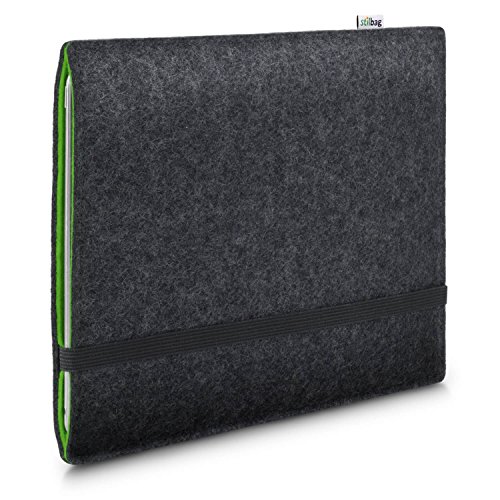 Stilbag Filzhülle für Samsung Galaxy Tab S5e | Etui Tasche aus Merino Wollfilz | Kollekion Finn - Farbe: anthrazit/grün | Tablet Schutzhülle Made in Germany