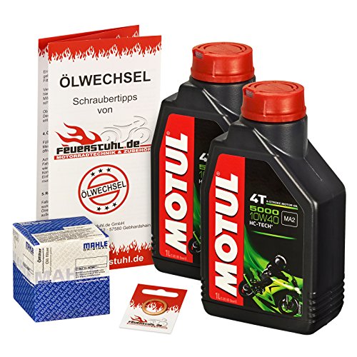 Motul 10W-40 Öl + Mahle Ölfilter für Honda XR 600 R, 85-00, PE04 - Ölwechselset inkl. Motoröl, Filter, Dichtring