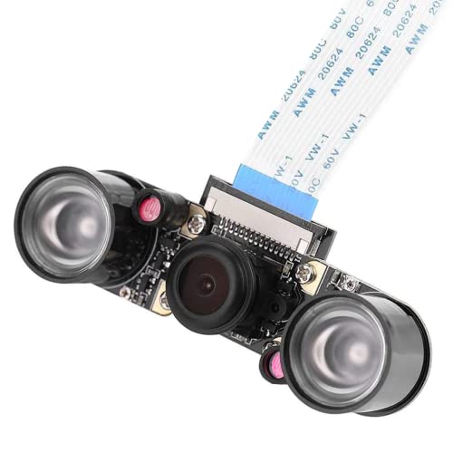 Professionelles Kameramodul für Raspberry Pi mit 5MP 1080p Kamera + OV5647 Chip + Einstellbarer Fokus + 160 ° Weitwinkel-Fisheye-Objektiv + Fülllicht, Video-Webcam für Raspberry Pi 3/2 / B +