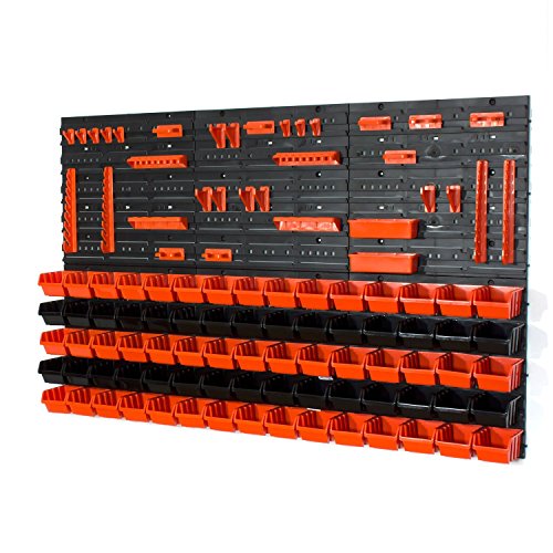 Aufbewahrungsbehälter mit Wandbefestigung, Größe XS, 75 Stück, Schwarz / Orange