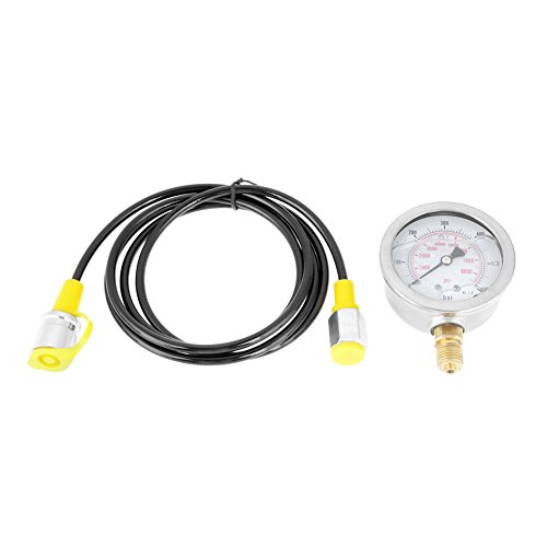 Akozon Hydraulische Manometer Hydraulikschlauch Testpunkt Kupplung Manometer M16 * 2-BSP1 / 4 + 0~600BAR / 8500PSI Manometer + Schlauch Hydraulikmanometer Kit