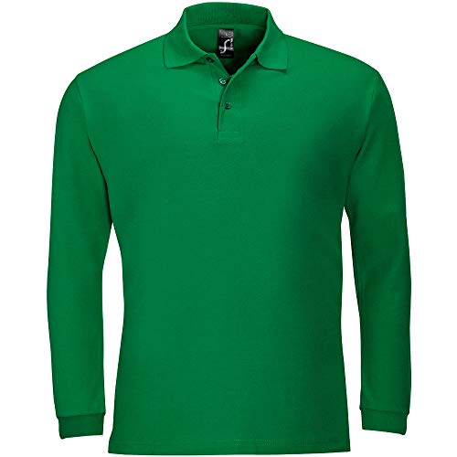 Sols Herren Winter II Pique Langarm-Shirt/Polo-Shirt, Langarm (XL) (Kelly-Grün)