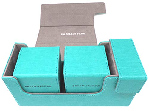 docsmagic.de Premium Magnetic Tray Long Box Mint Small + 2 Flip Boxes - Aqua