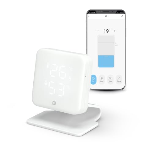 Garza Smarthome Infrarot-Infrarot-Regler, WLAN, 2,4 GHz, Klimaanlage mit Temperatur- und Feuchtigkeitssensor, kompatibel mit Alexa und Google Home, Sprachsteuerung und App