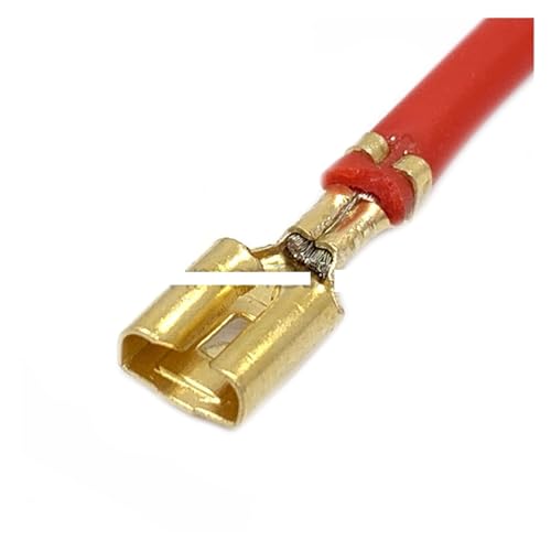 Auto-Lautsprecher 4,8 mm Messing-Buchse Crimp-Klemmen-Draht-Pin-Kupfer-elektrische Verbindungsklemmen mit 16 AWG-Kabel (Color : Female, Size : 50 Pcs)