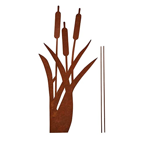 UNUS Garden Roststecker Schilfgräser, Gartendeko Rostoptik, Gartenstecker aus Edelrost, Rost Deko für Garten Terrasse Balkon Blumentopf